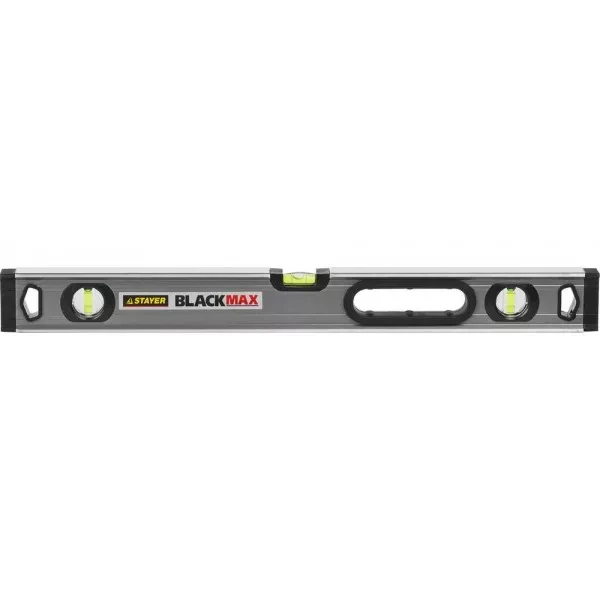 Уровень STAYER "PROFESSIONAL" "BlackMax" коробчатый усиленный с ручками, утолщенный особопроч профиль, 0,5мм/м, 3 ампулы, 60см 3475-060 купить в Урае