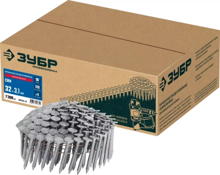 ЗУБР CRN 32 х 3.1 мм, барабанные гвозди кровельные оцинкованные, 7200 шт (305385-32) купить в Урае