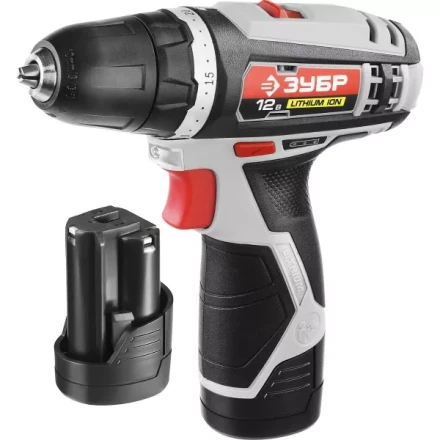 Дрель-шуруповерт ЗУБР "МАСТЕР", Литий-ион, 2 скорости, реверс, 12В, 1.5 А/ч, 10 мм, 0-360 / 0-1400 об/мин, 2 АКБ, БЗУ, блокировка шпинделя ДА-12-2-Ли КНМ1 купить в Урае