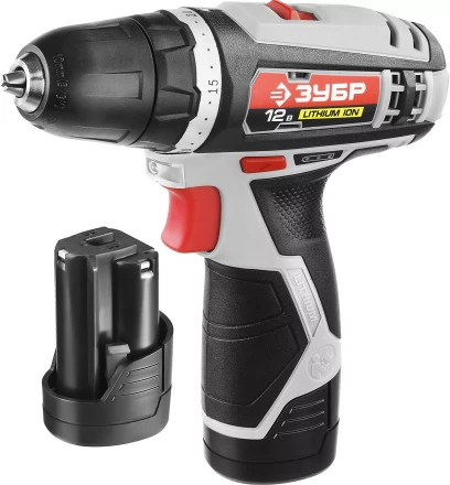 Дрель-шуруповерт ЗУБР "МАСТЕР", Литий-ион, 2 скорости, реверс, 12В, 1.5 А/ч, 10 мм, 0-360 / 0-1400 об/мин, 2 АКБ, БЗУ, блокировка шпинделя ДА-12-2-Ли КНМ1 купить в Урае