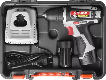 Дрель-шуруповерт ЗУБР "МАСТЕР", Литий-ион, 2 скорости, реверс, 12В, 1.5 А/ч, 10 мм, 0-360 / 0-1400 об/мин, 2 АКБ, БЗУ, блокировка шпинделя ДА-12-2-Ли КНМ1 купить в Урае
