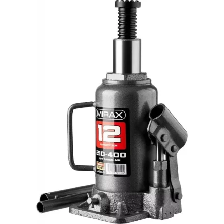 Домкрат гидравлический бутылочный, 12т, 210-400 мм, MIRAX 43260-12 43260-12 купить в Урае