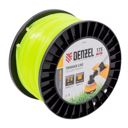 Леска для триммера квадрат Denzel, 2,4мм х 175м, на DIN катушке FLEX CORD, 96292 купить в Урае