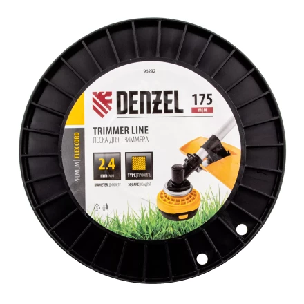 Леска для триммера квадрат Denzel, 2,4мм х 175м, на DIN катушке FLEX CORD, 96292 купить в Урае
