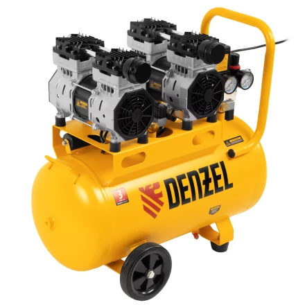Компрессор безмасляный, малошумный Denzel DLS 1500/50, 1500 ВТ, 2x750, 50 л, 260 л/мин купить в Урае