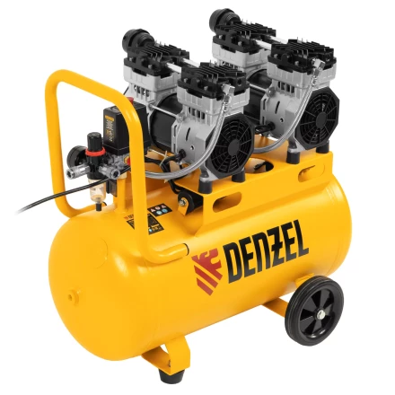 Компрессор безмасляный, малошумный Denzel DLS 1500/50, 1500 ВТ, 2x750, 50 л, 260 л/мин купить в Урае