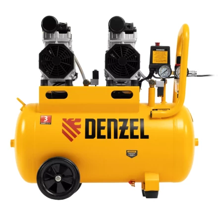 Компрессор безмасляный, малошумный Denzel DLS 1500/50, 1500 ВТ, 2x750, 50 л, 260 л/мин купить в Урае