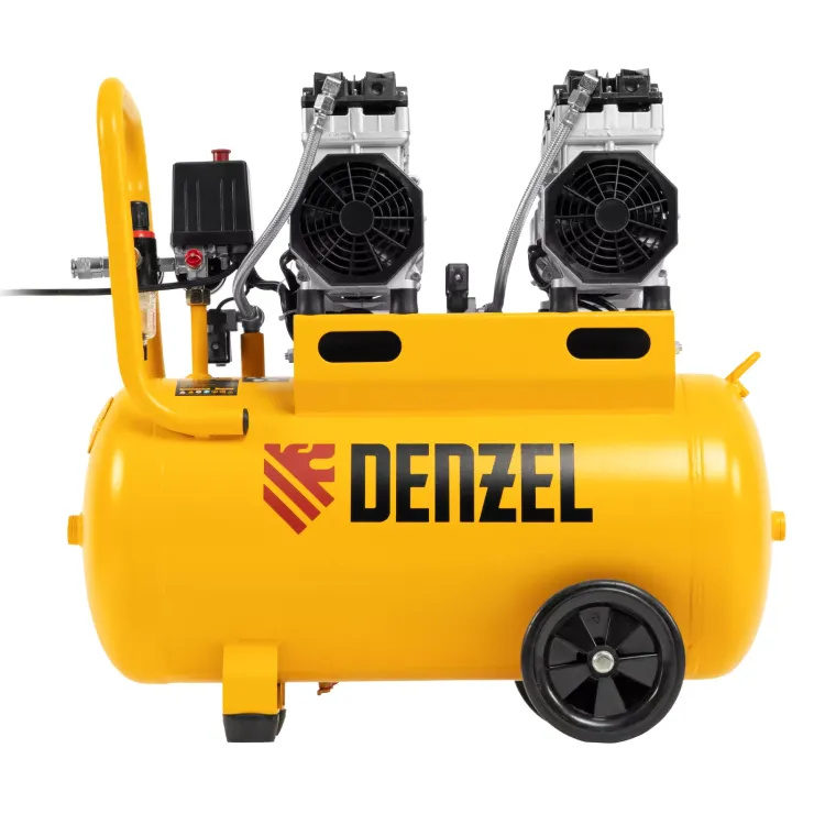 Компрессор безмасляный, малошумный Denzel DLS 1500/50, 1500 ВТ, 2x750, 50 л, 260 л/мин купить в Урае