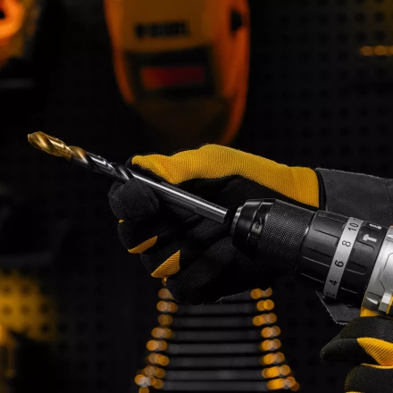 Сверло спиральное по металлу Denzel, 11 x 142мм, Р6М5, Golden Tip, многогранная заточка, 718286 купить в Урае