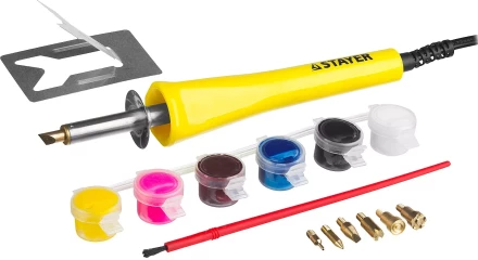 Прибор STAYER &quot;MASTER&quot; для выжигания с набором насадок 7шт и красками 45220 купить в Урае