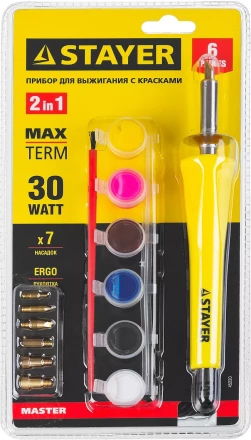 Прибор STAYER &quot;MASTER&quot; для выжигания с набором насадок 7шт и красками 45220 купить в Урае