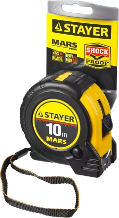 Рулетка STAYER &quot;PROFI&quot; &quot;MARS&quot;, обрезиненный корпус, утолщенное полотно, 10мх25мм 34131-10_z01 купить в Урае