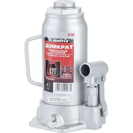 Домкрат гидравлический бутылочный 12 т h подъема 230–465 мм MATRIX MASTER 50727 купить в Урае
