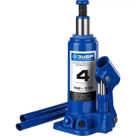Домкрат гидравлический бутылочный T50, 4т, 192-374мм, ЗУБР Профессионал 43060-4 43060-4_z01 купить в Урае