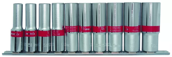 Набор удлиненных торцевых головок 1/2",  6-ти гр., CrV, 10шт., 10-22мм Matrix 13590 купить в Урае