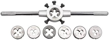 Набор ЗУБР "МАСТЕР" с металлорежущим инструментом, плашки М3-М12, плашкодержатель, - на карточке, 8 предметов 28128-H8 купить в Урае