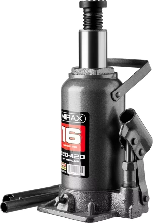 Домкрат гидравлический бутылочный, 16т, 220-420 мм, MIRAX 43260-16 43260-16 купить в Урае