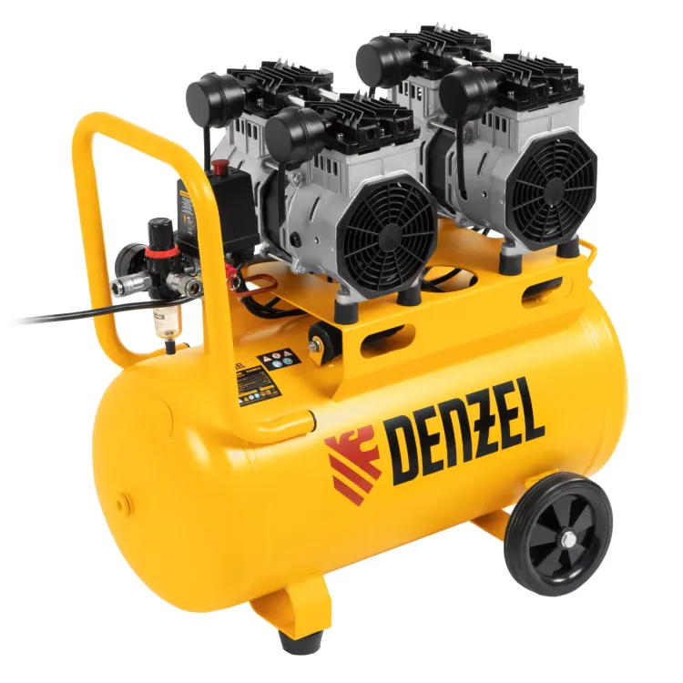 Компрессор безмасляный, малошумный Denzel DLS 2200/50, 2200 Вт, 2x1100, 50 л, 380 л/мин купить в Урае
