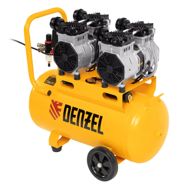 Компрессор безмасляный, малошумный Denzel DLS 2200/50, 2200 Вт, 2x1100, 50 л, 380 л/мин купить в Урае