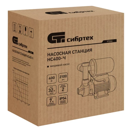 Насосная станция Сибртех НС400-Ч, 400 Вт, напор 32 м, 2100 л/ч, ресивер 2 л 97246 купить в Урае