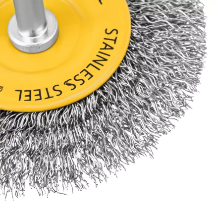 Щетка для дрели, 75 мм, Плоская, со шпилькой, нержавеющая витая проволока Denzel 744603 купить в Урае