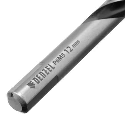 Сверло спиральное по металлу Denzel 12 x 151мм, Р6М5, Golden Tip, многогранная заточка, 718287 купить в Урае