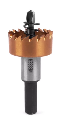 HSS-TiN коронка MESSER  28мм с центр. сверлом и толкающей пружиной для  лист. материала  до 2 мм ц/х купить в Урае