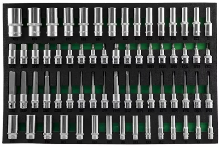 Набор головок торцевых глубоких 3/8" 1/2"DR  насадки с вставками 1/2"DR 66предметов  EVAложемент Jonnesway  S04HD4366SV 49276 купить в Урае