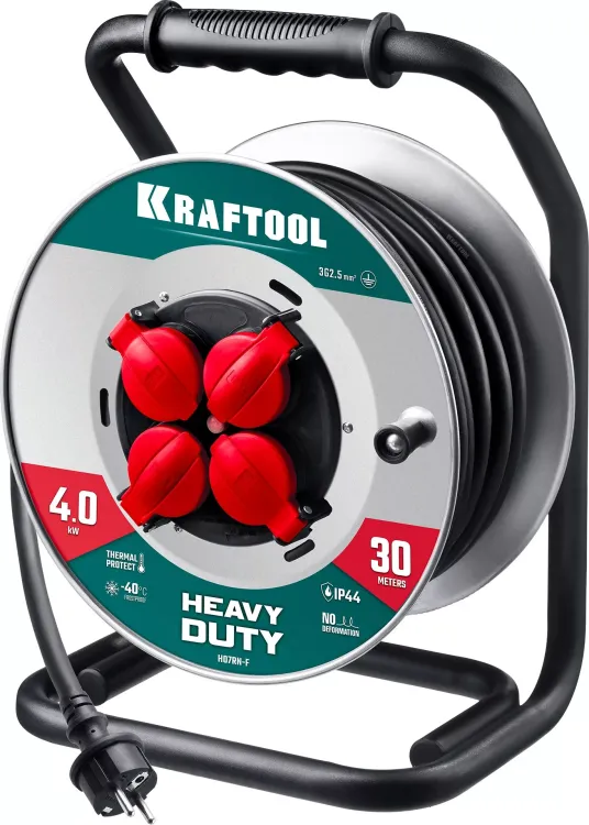 Силовые удлинители на стальной катушке  HEAVY DUTY 4.0, кабель КГ 3х2,5 кв мм 55086-30 купить в Урае