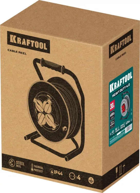 Силовые удлинители на стальной катушке  HEAVY DUTY 4.0, кабель КГ 3х2,5 кв мм 55086-30 купить в Урае