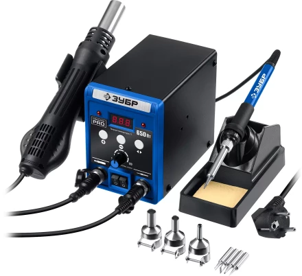 ЗУБР ПСР-650, 100 - 500°С, 650 Вт, 2 в 1, ремонтная паяльная станция, Профессионал (55427) купить в Урае