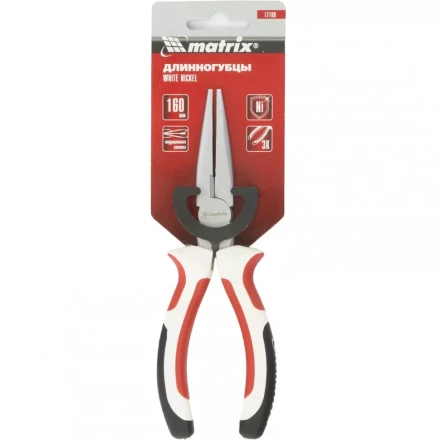 Длинногубцы White Nickel 180 мм прямые никелированные трехкомпонентные рукоятки MATRIX 17189 купить в Урае