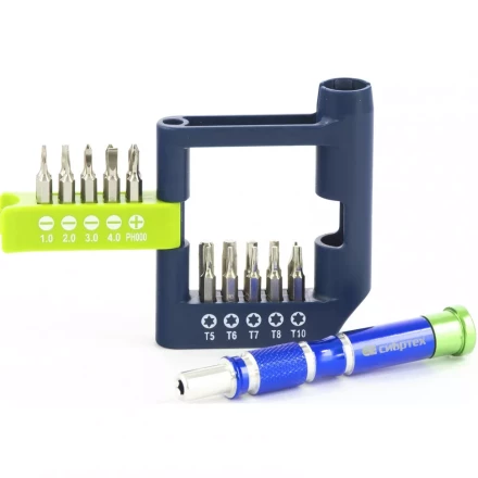 Отвёртка для точных работ с набором бит 21 штук CrV Сибртех 13334 купить в Урае