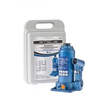 Домкрат гидравлический бутылочный 5 т h подъема 197–382 мм в пластиковом кейсе STELS 51126 купить в Урае