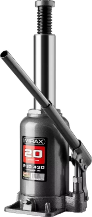 Домкрат гидравлический бутылочный, 20т, 230-430 мм, MIRAX 43260-20 43260-20 купить в Урае