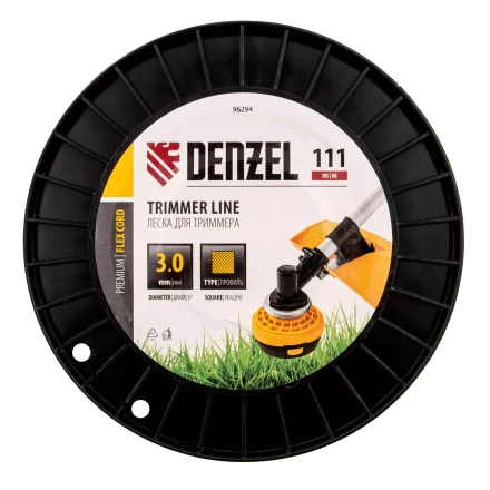 Леска для триммера квадрат Denzel, 3,0мм х 111м, на DIN катушке FLEX CORD, 96294 купить в Урае
