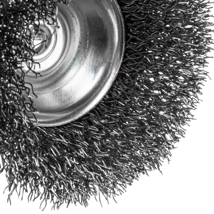 Щетка для дрели, 65 мм, Чашка, со шпилькой , нержавеющая витая проволока Denzel 744613 купить в Урае