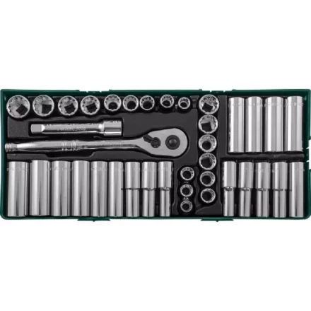 Набор головок торцевых стандарных 12гранных и глубоких 6гранных дюймовых 38предметов ложемент Jonnesway S05H4238SP 49080 купить в Урае