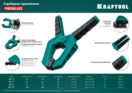 Струбцина KRAFTOOL SC-xx, пружинная 32227-10 купить в Урае