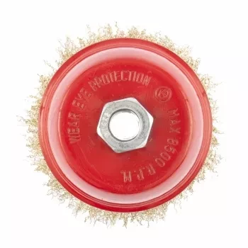 Щетка для УШМ 75 мм М14 чашка латунированная витая проволока MATRIX 74604 купить в Урае