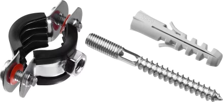 Хомут трубный с гайкой, оцинкованный, в комплекте с сантехнической шпилькой и дюбелем, 1/2&quot;, 1шт, ЗУБР Мастер 37866-20-24 37866-20-24_z01 купить в Урае