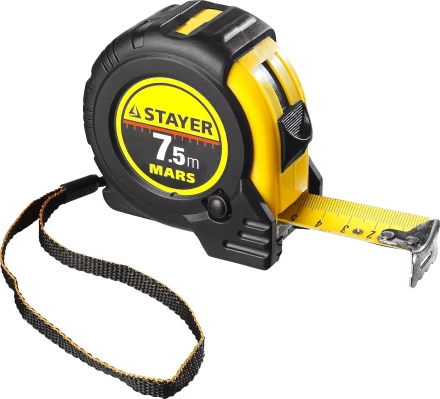 Рулетка STAYER &quot;PROFI&quot; &quot;MARS&quot;, обрезиненный корпус, утолщенное полотно, 7,5мх25мм 34131-075_z01 купить в Урае