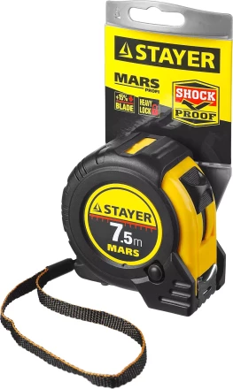 Рулетка STAYER &quot;PROFI&quot; &quot;MARS&quot;, обрезиненный корпус, утолщенное полотно, 7,5мх25мм 34131-075_z01 купить в Урае