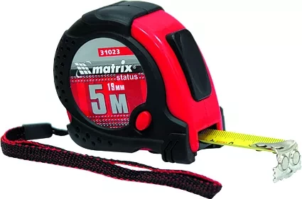 Рулетка Status magnet fixation 5 м х 19 мм обрезиненный корпус зацеп с магнитом  MATRIX 31023 купить в Урае