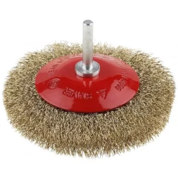 ЗУБР "ПРОФЕССИОНАЛ". Щетка коническая для дрели, витая латунированная стальная проволока 0,3мм, 100мм 35233-100_z02