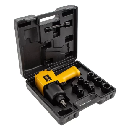 Ударный пневмогайковерт IW860+набор головок, 1/2", 7000 об/мин, 868 Нм Denzel 57473 купить в Урае