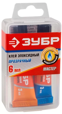 Клей ЗУБР эпоксидный, в тюбиках, в пластиковой коробке, 3мл+3мл 41948 купить в Урае