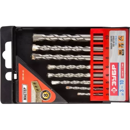 Набор ЗУБР Свёрла &quot;МАСТЕР&quot; по бетону, ударные, 3; 4; 5; 6; 6; 8; 8; 10мм, 8шт 2922-H8_z01 купить в Урае