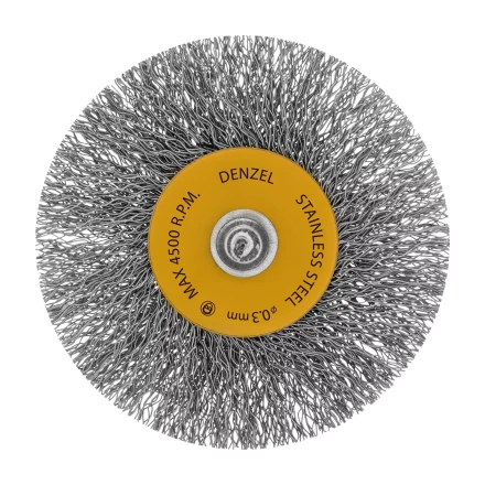 Набор щеток для дрели, 5 Плоских 25-38-50-63-75 мм, шпилька, нерж. вит. проволока Denzel 74495 купить в Урае