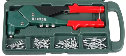 Заклепочник поворотн. 360°, KRAFTOOL &quot;RX-7&quot; 31176-H6, d=2,4-4,8 мм - Al и сталь, d=2,4-4,0 - нерж сталь, в боксе, с набором заклепок 31176-H6 купить в Урае
